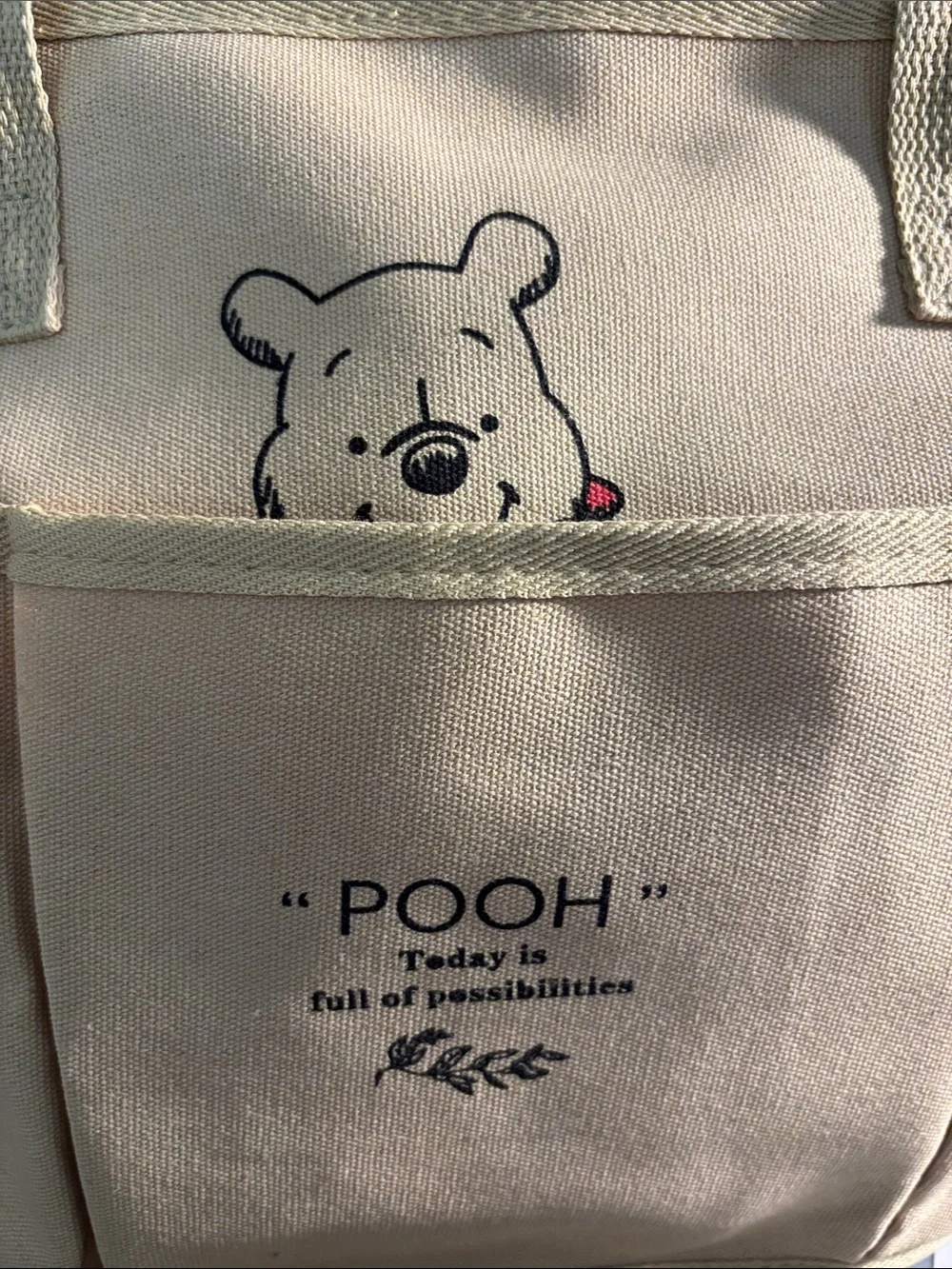 Pooh Kids Beige Canvas Tote Bag by (no brand)